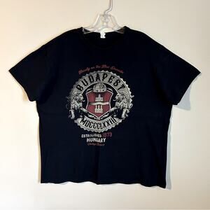 Roly Black Budapest Hungary Crewneck Graphic Short Sleeve T-Shirt Size XL/16